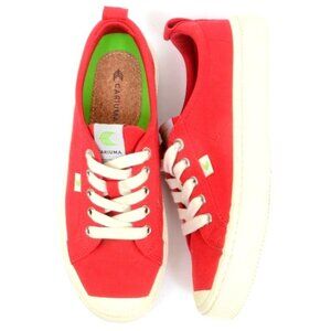 Cariuma Oca Red Low Top Lace Up Sneakers Nautical Walking Vacation Women's 8.5